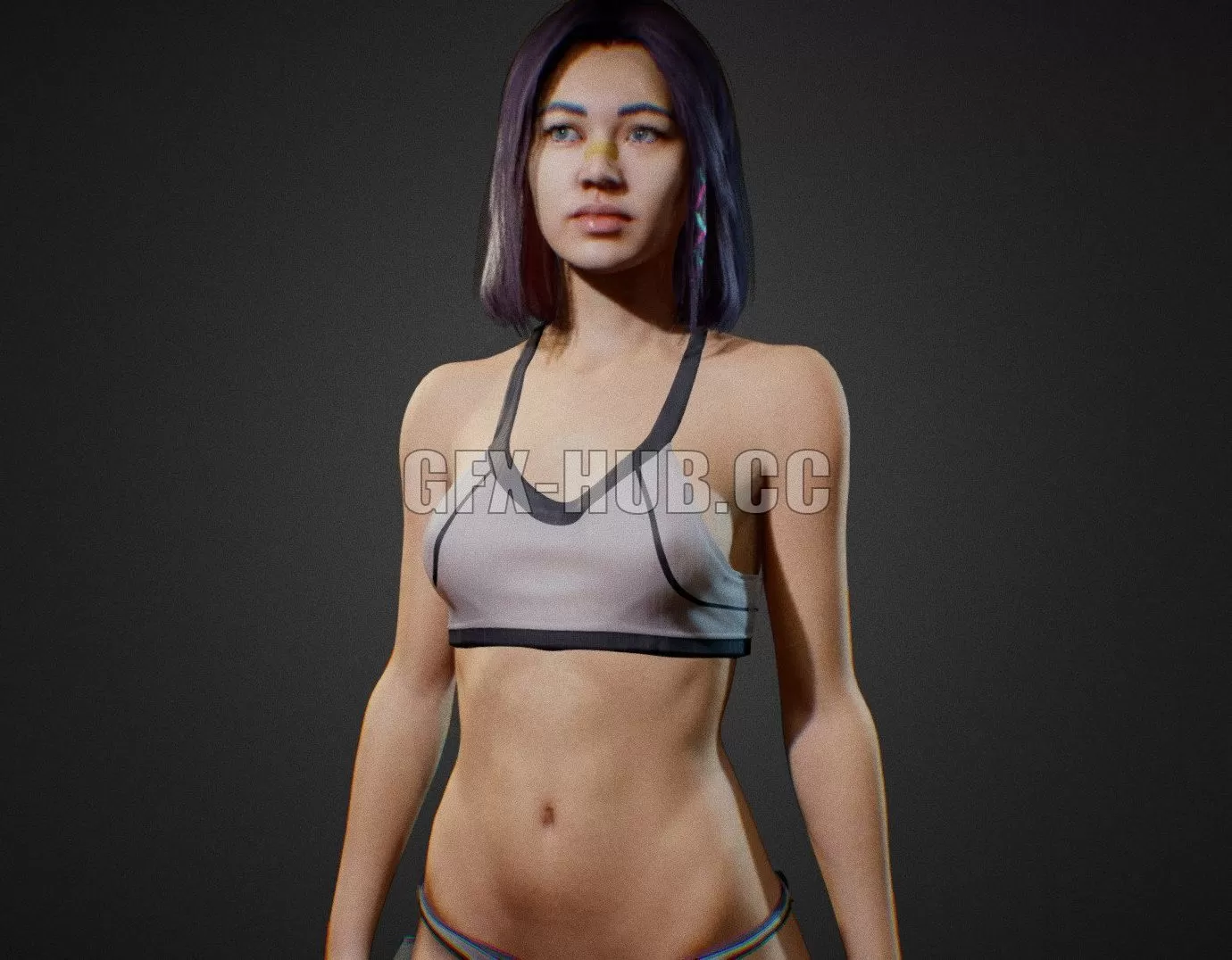 PBR Game 3D Model – Cyberpunk Replicant Girl