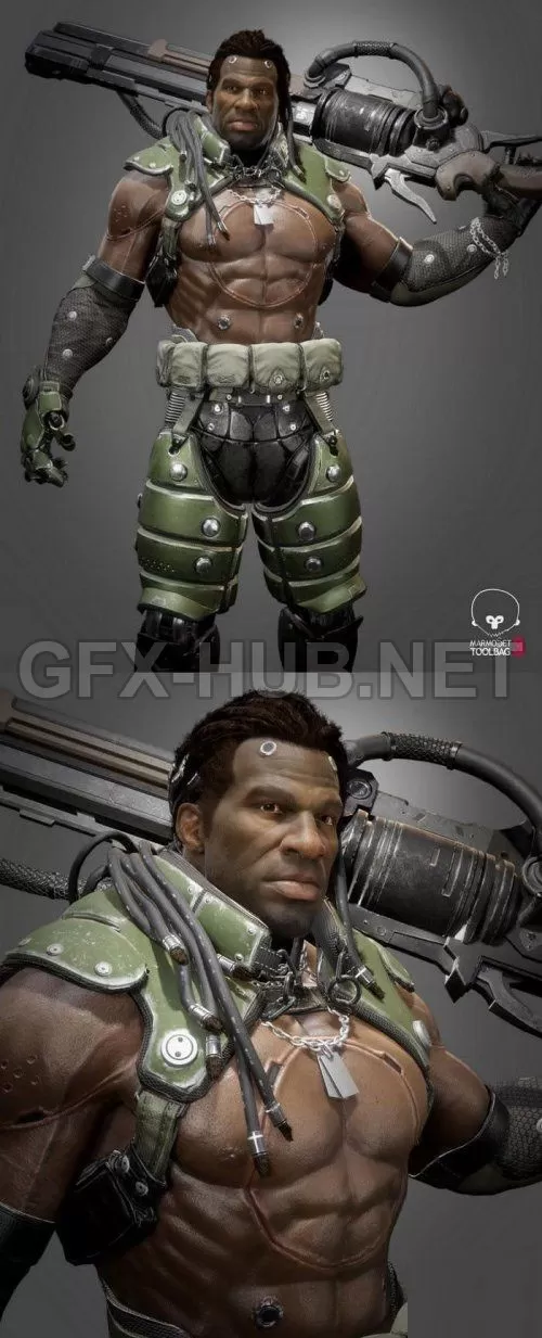 PBR Game 3D Model – Cyborg