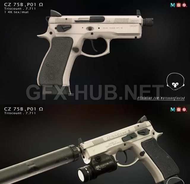 PBR Game 3D Model – CZ 75 B P01
