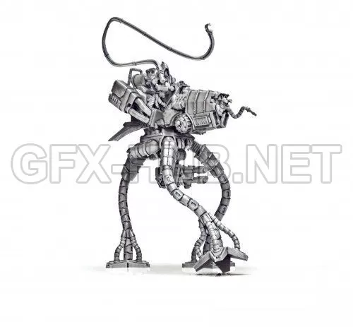 PBR Game 3D Model – Dark Techno tripod walkers 3D print model