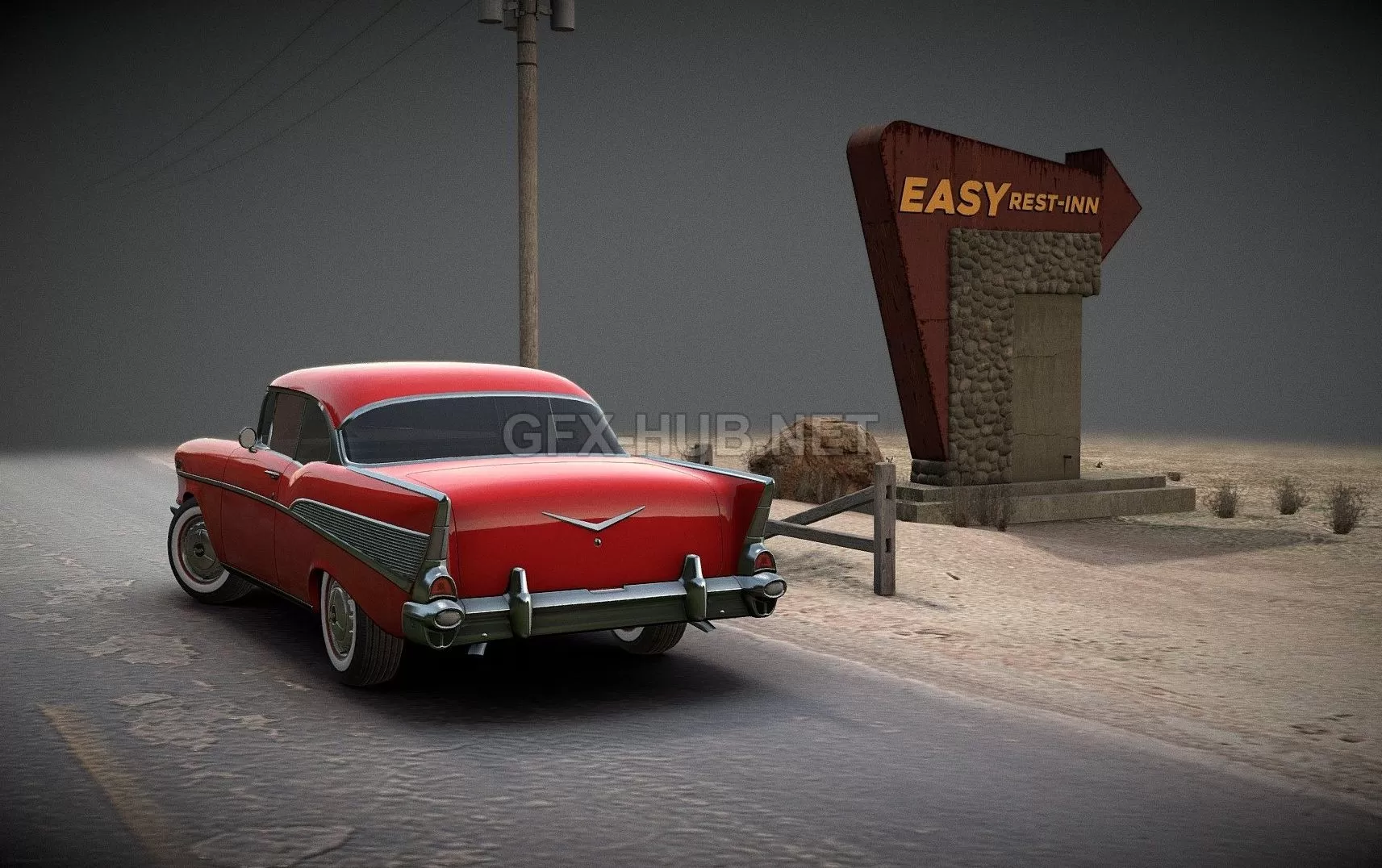 PBR Game 3D Model – Desert Road