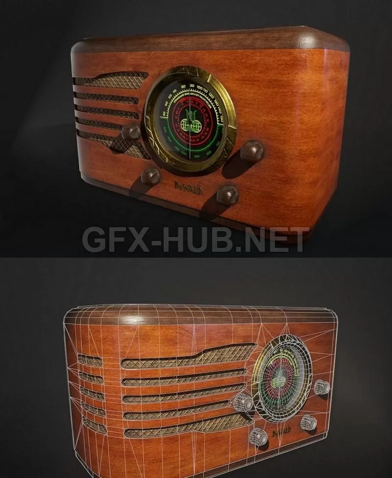 PBR Game 3D Model – DeWald 618 tube radio