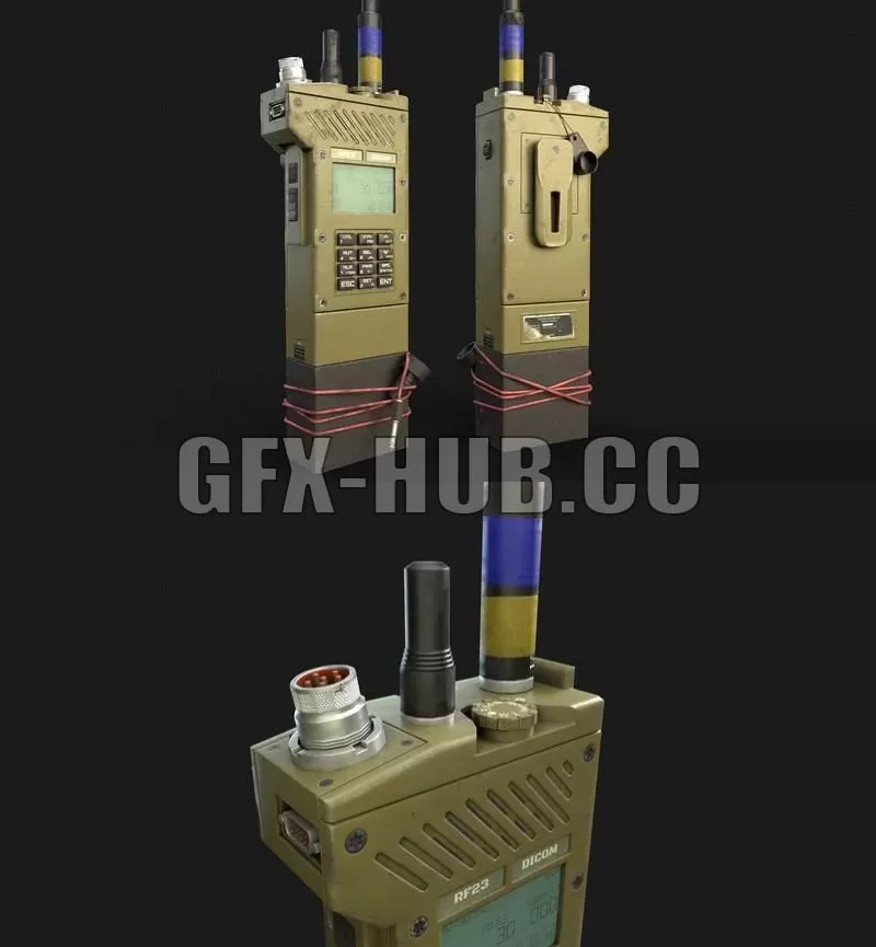 PBR Game 3D Model – DICOM RF23 Walkie-talkie radio-receiver