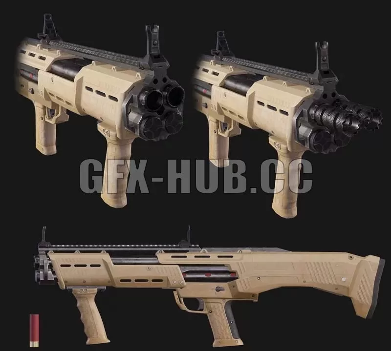 PBR Game 3D Model – DP 12 Auto Shotgun