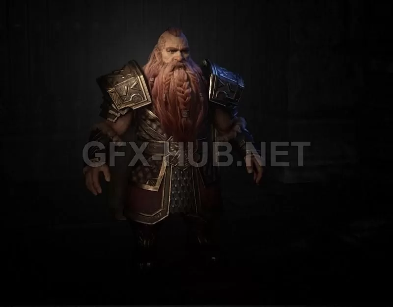 PBR Game 3D Model – Dwarf Warrior Armor