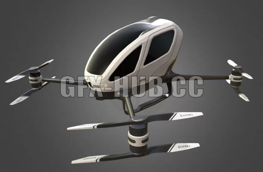 PBR Game 3D Model – Ehang 184 low poly