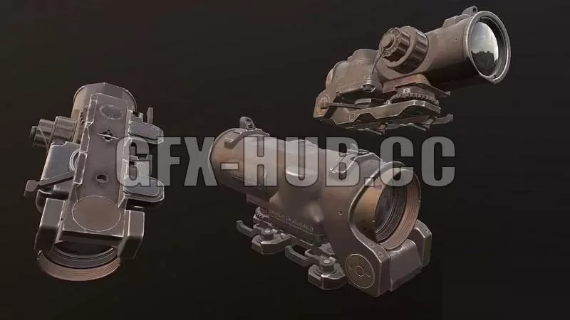 PBR Game 3D Model – ELCAN Specter DR 1-4x Scope