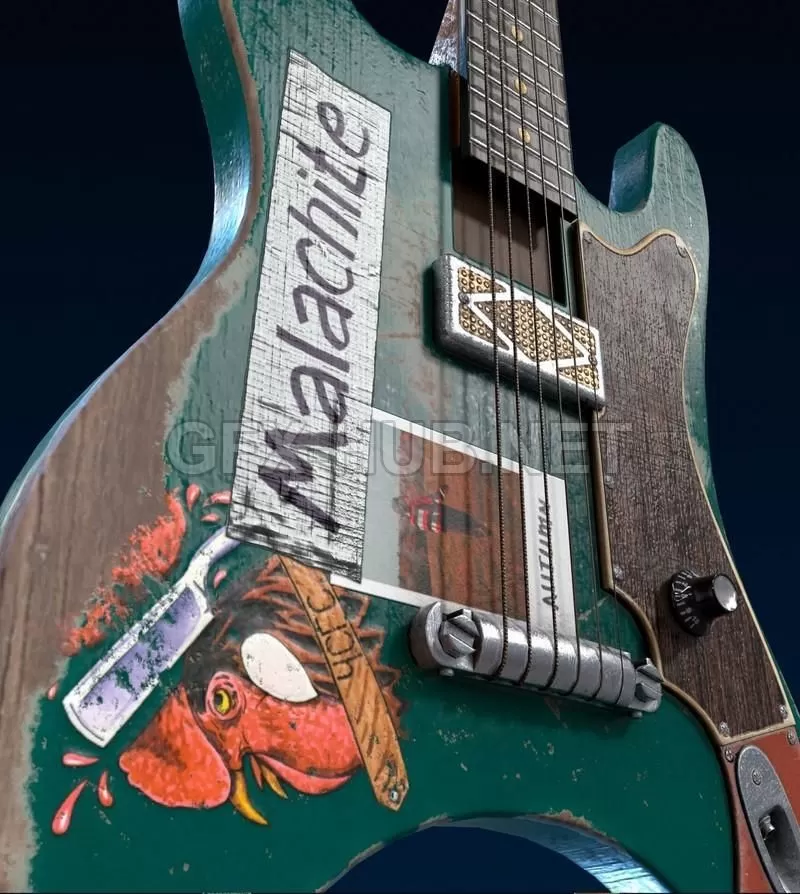 PBR Game 3D Model – Electric guitar Shabby Kai