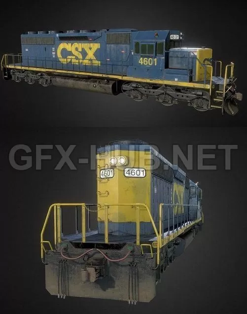 PBR Game 3D Model – Electro-Motive Diesel SD40-2 Locomotive PBR