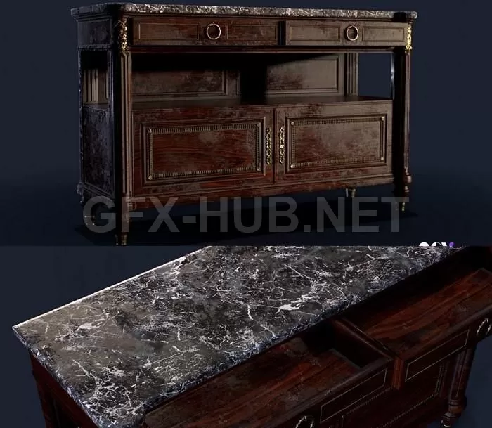PBR Game 3D Model – Empire style dresser