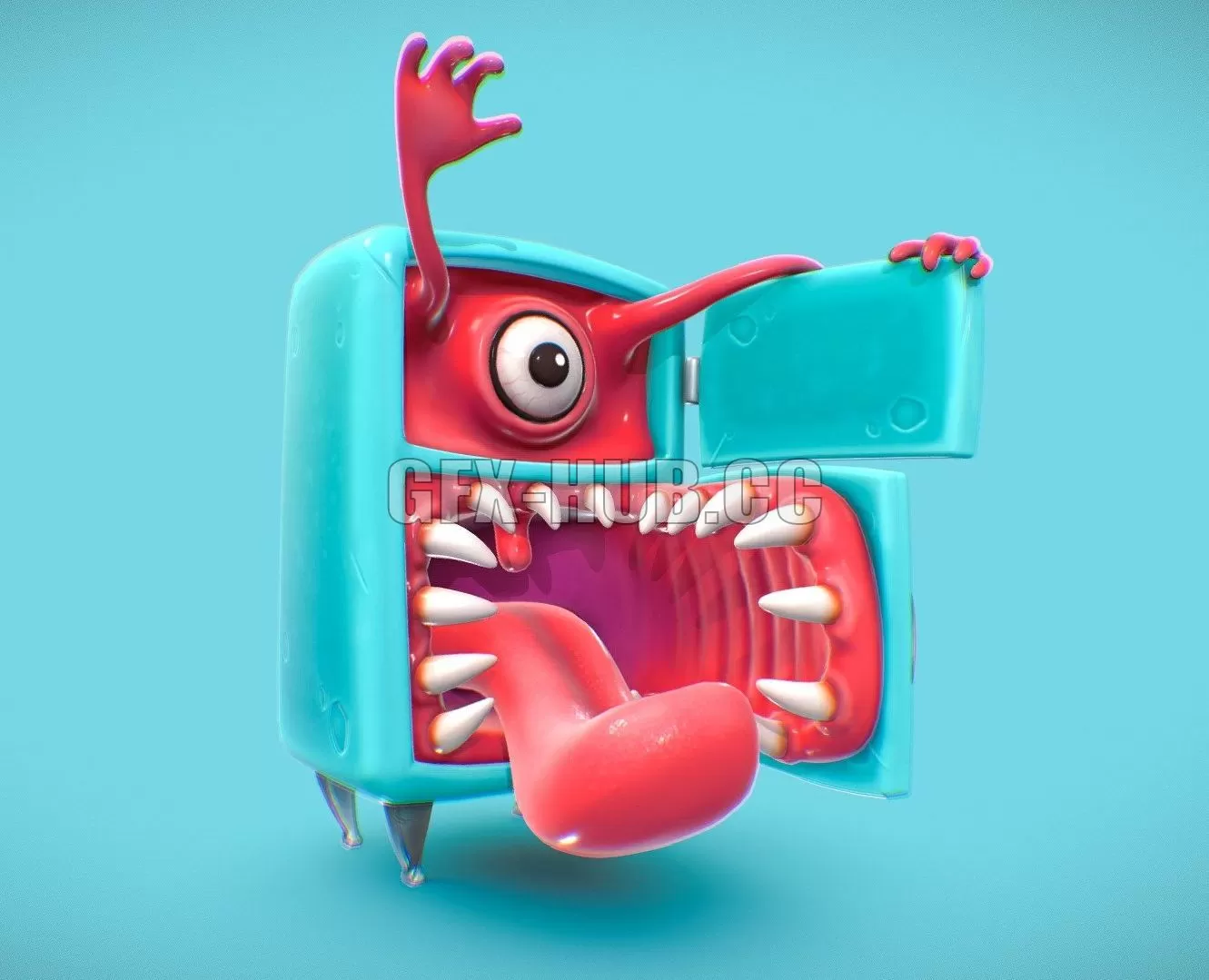 PBR Game 3D Model – Evil Fridge