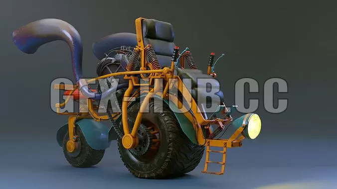 PBR Game 3D Model – Fancy motorcycle low-poly