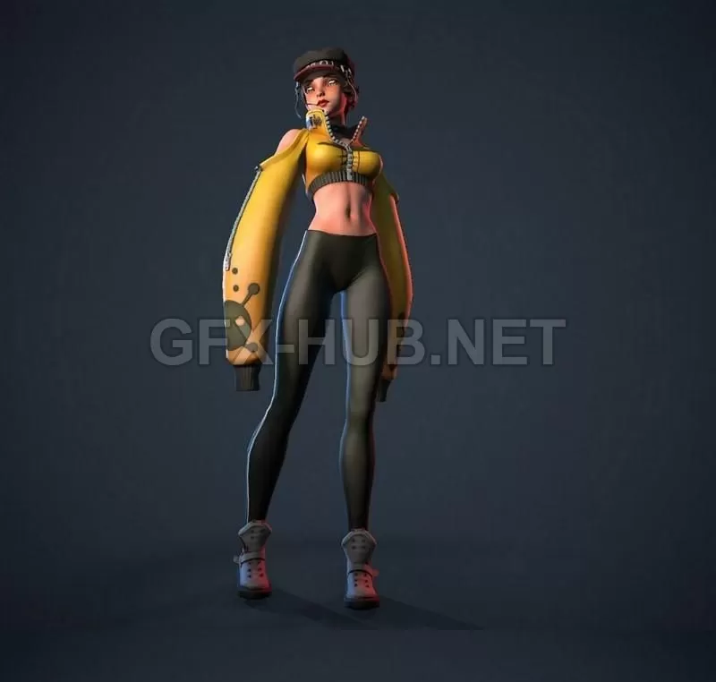 PBR Game 3D Model – Fashionable Girl – Character PBR