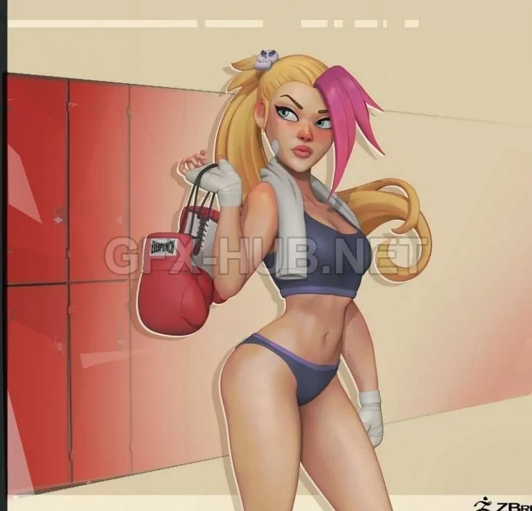 PBR Game 3D Model – Fighter Pin-up PBR