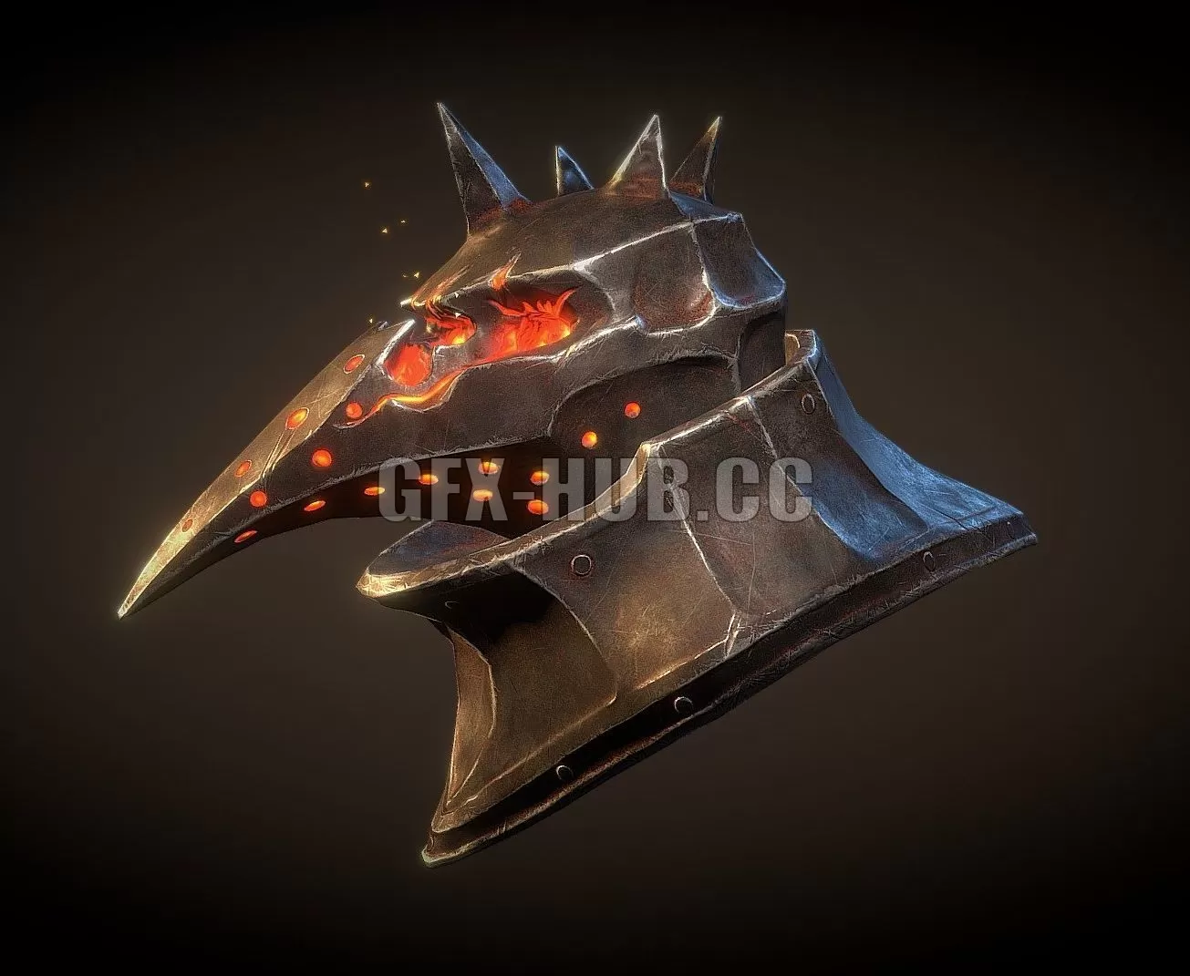PBR Game 3D Model – Fire deamon helmet