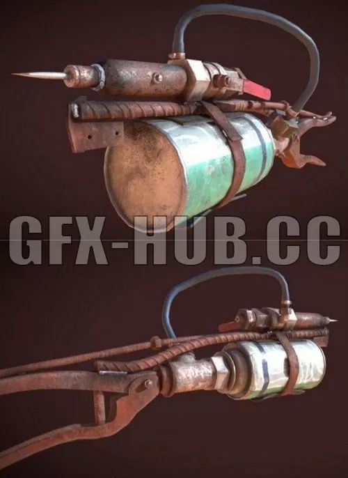 PBR Game 3D Model – Flame Gun Base Color