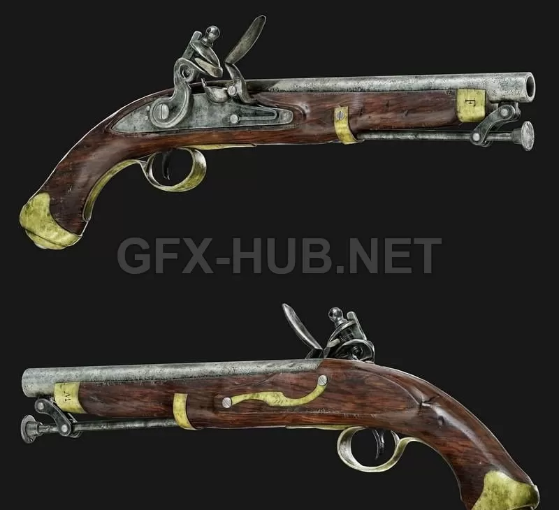 PBR Game 3D Model – Flintlock Pistol