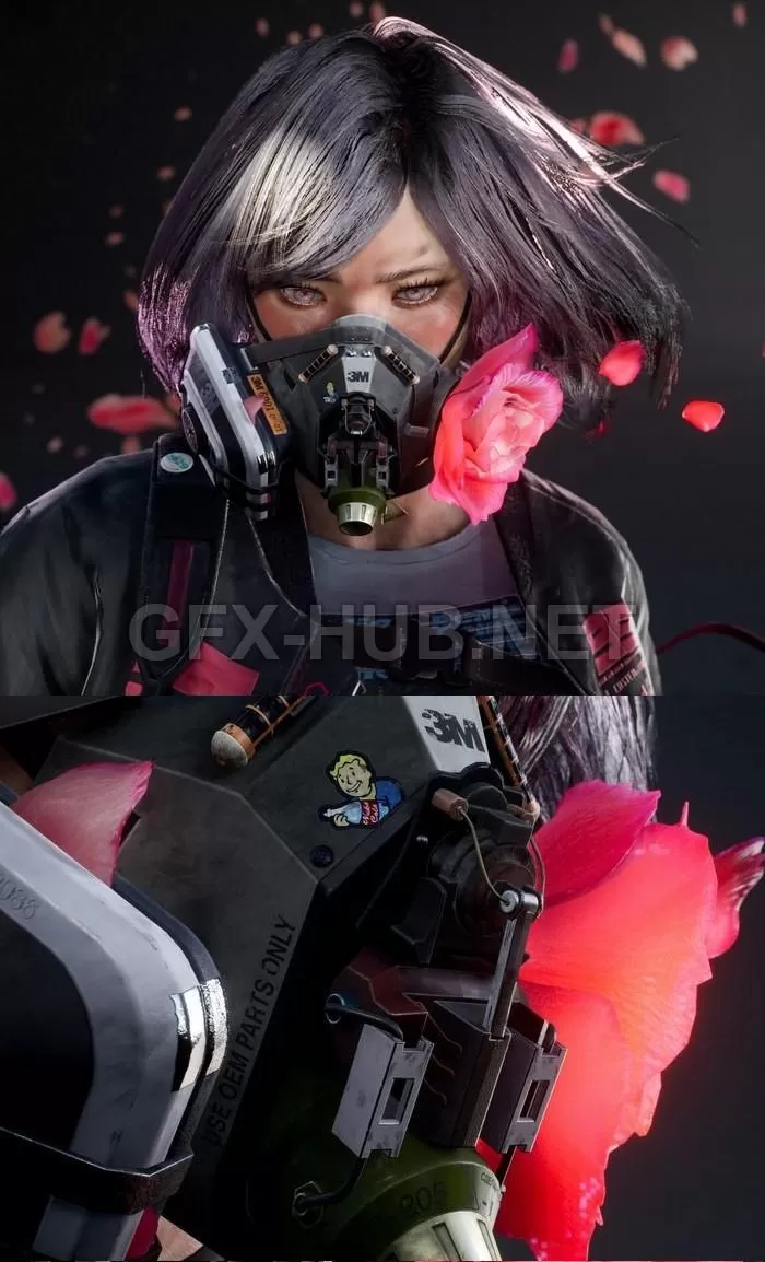 PBR Game 3D Model – Flower GasMask