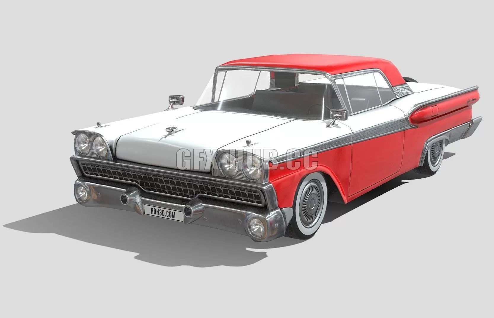 PBR Game 3D Model – Ford Fairlane 500 Skyliner 1959