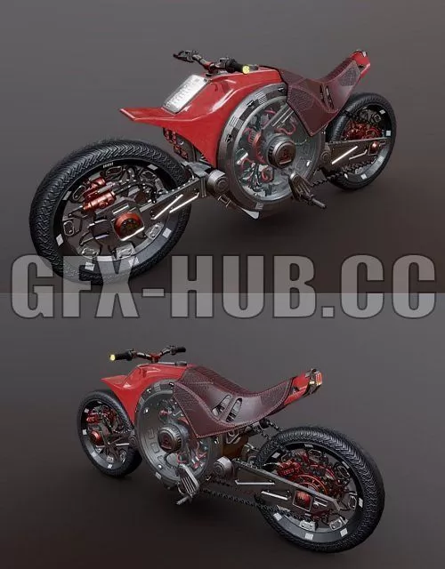 PBR Game 3D Model – Futuristic Motorcycle