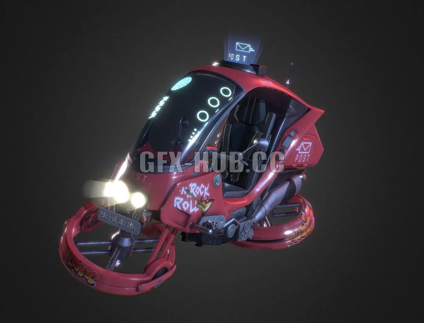 PBR Game 3D Model – Futuristic Postmans Hovercraft