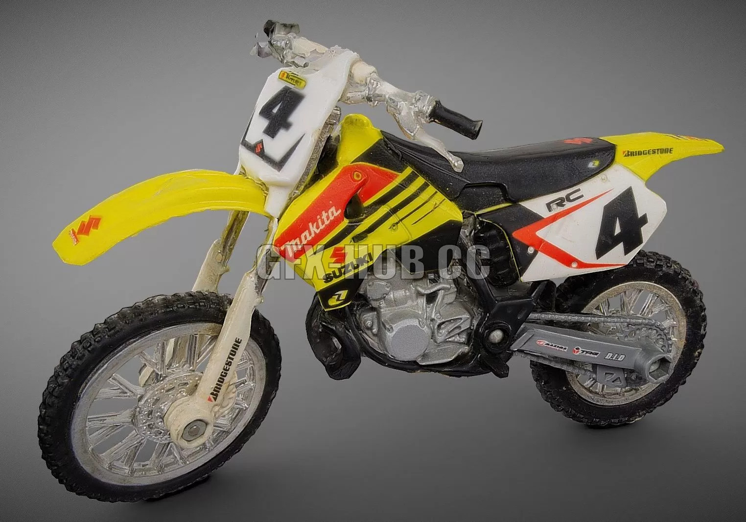 PBR Game 3D Model – G.F.X-H.U.B.2006 Suzuki RM250 Ricky Carmichael Edition