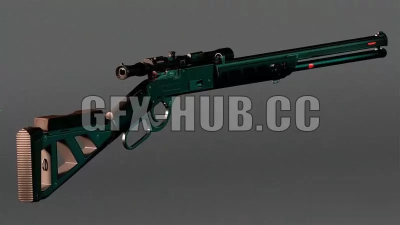 PBR Game 3D Model – Gameready Futuristic Winchester