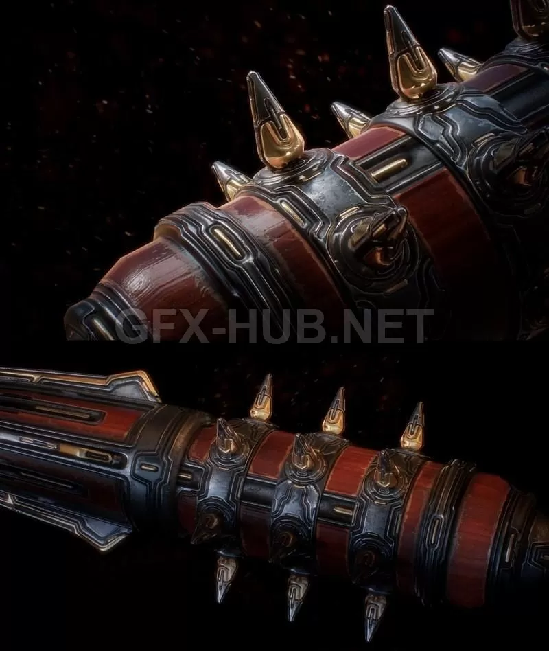 PBR Game 3D Model – Gameready Mace