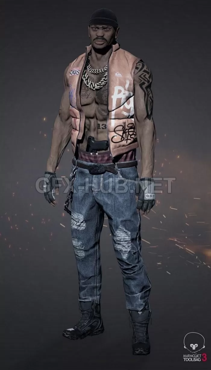 PBR Game 3D Model – Gangsta character