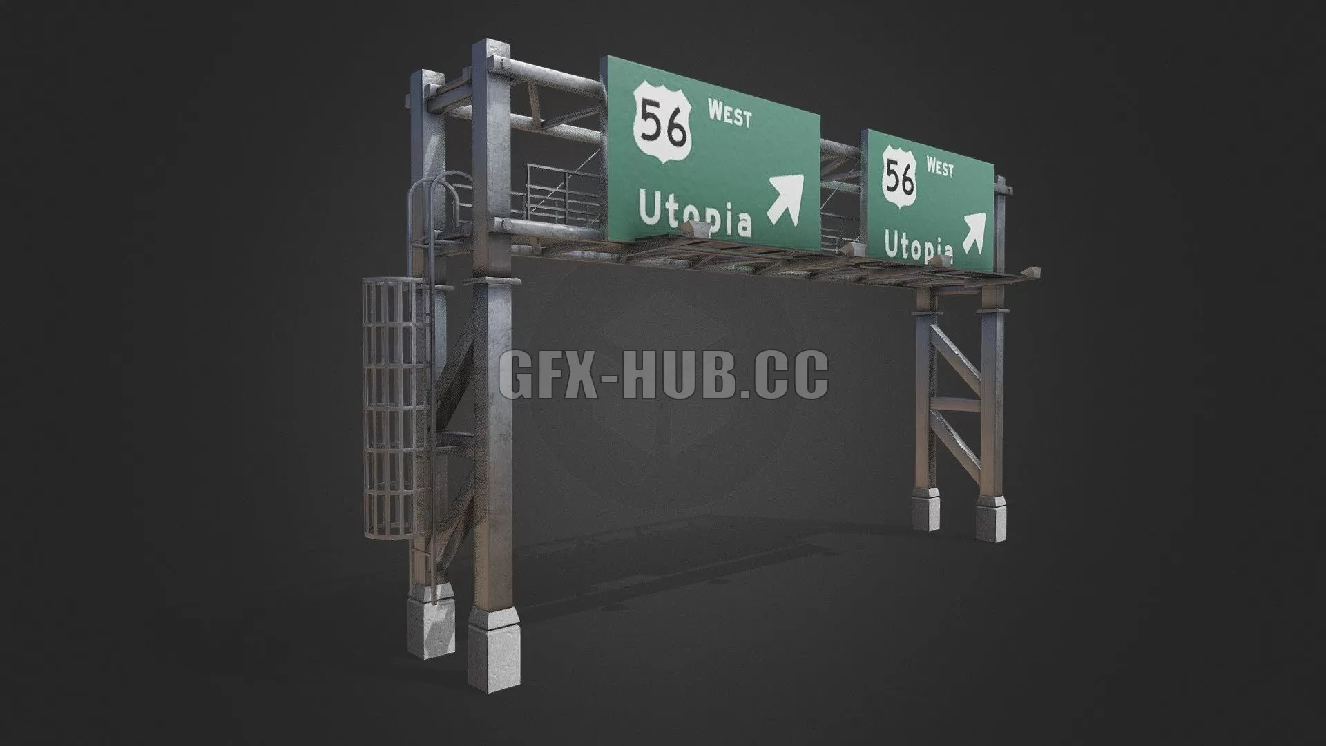 PBR Game 3D Model – Gantry Sign