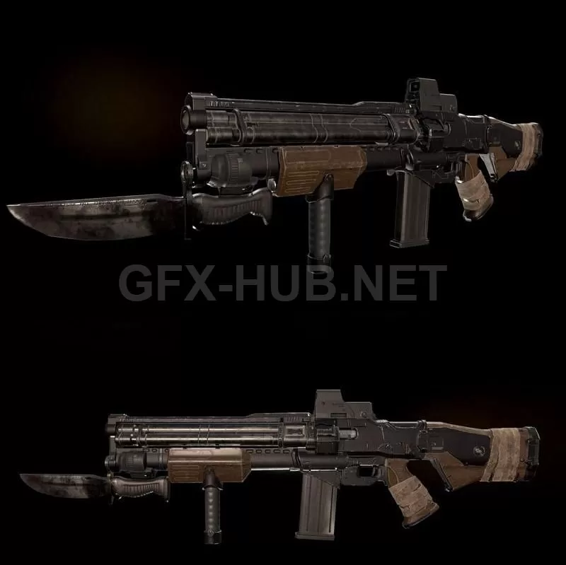 PBR Game 3D Model – Gatling Shotgun