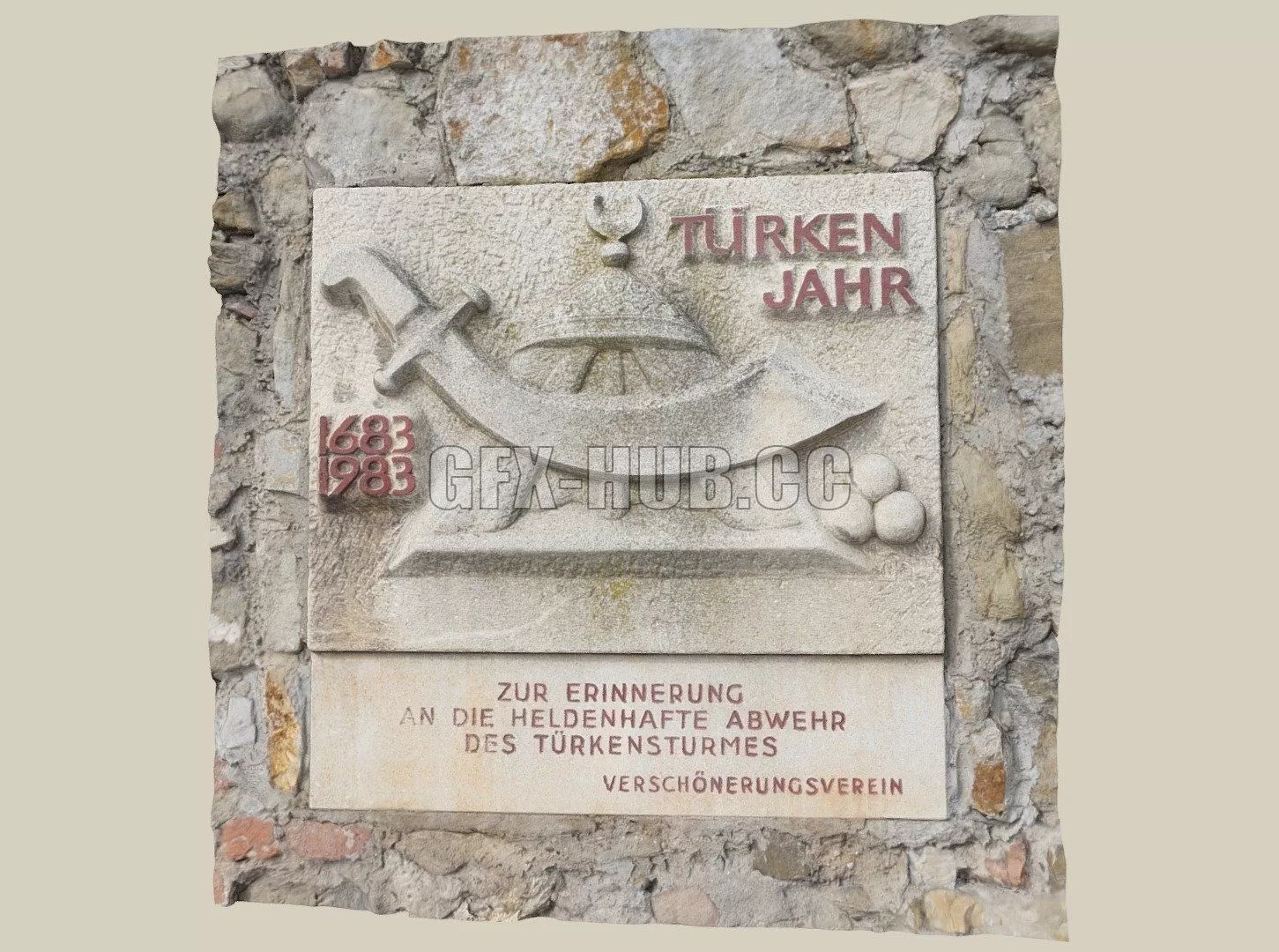 PBR Game 3D Model – Gedenktafel Türkenkrieg