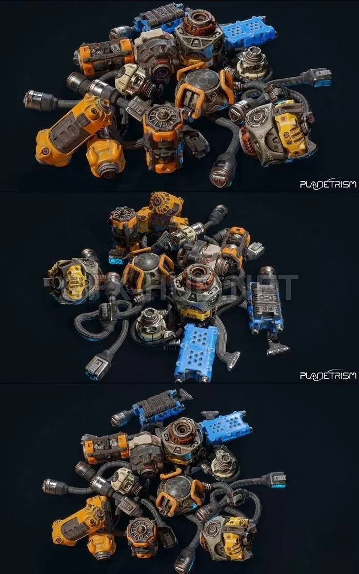 PBR Game 3D Model – Generic electric components