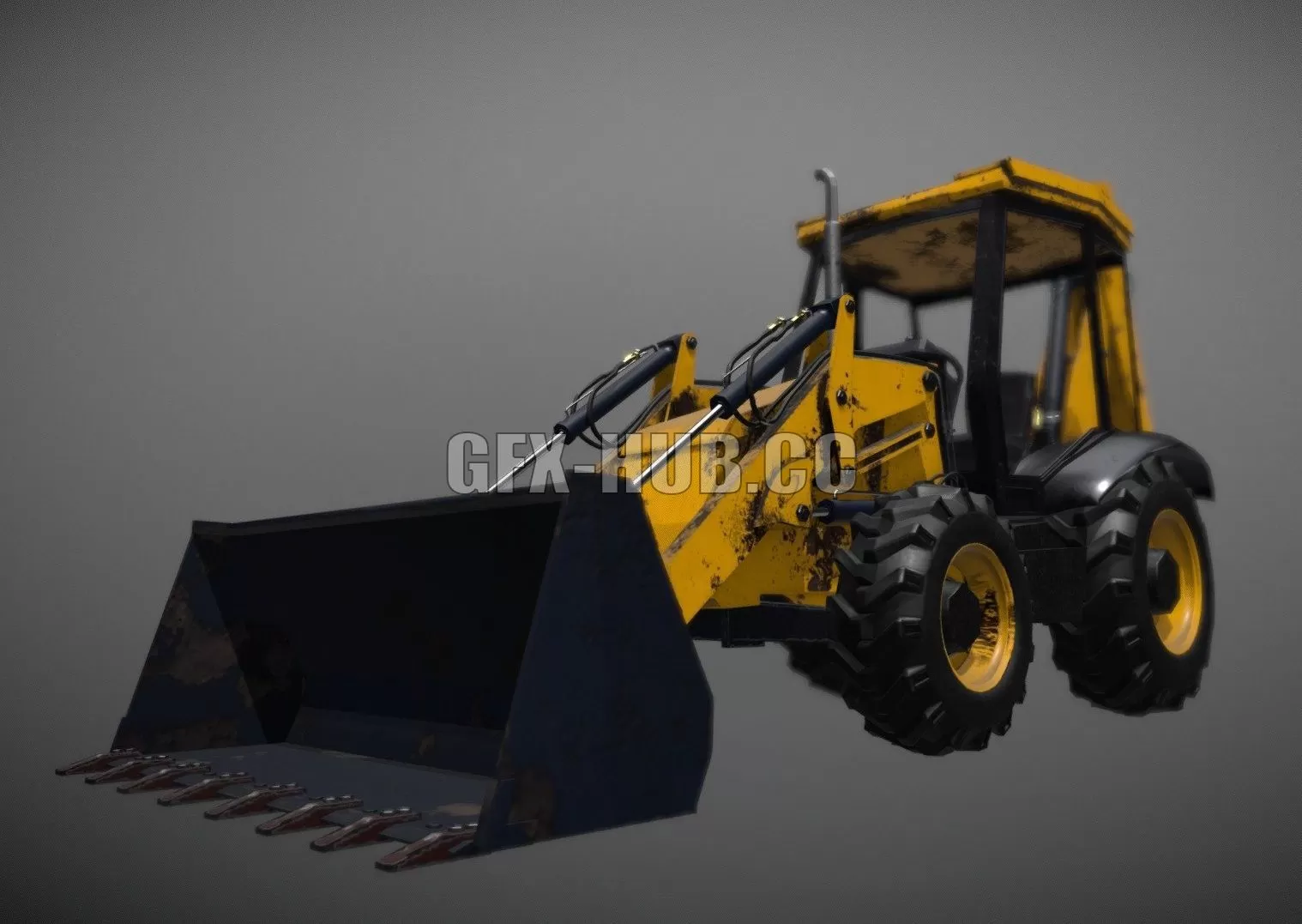 PBR Game 3D Model – Generic Front Loader-BackHoe