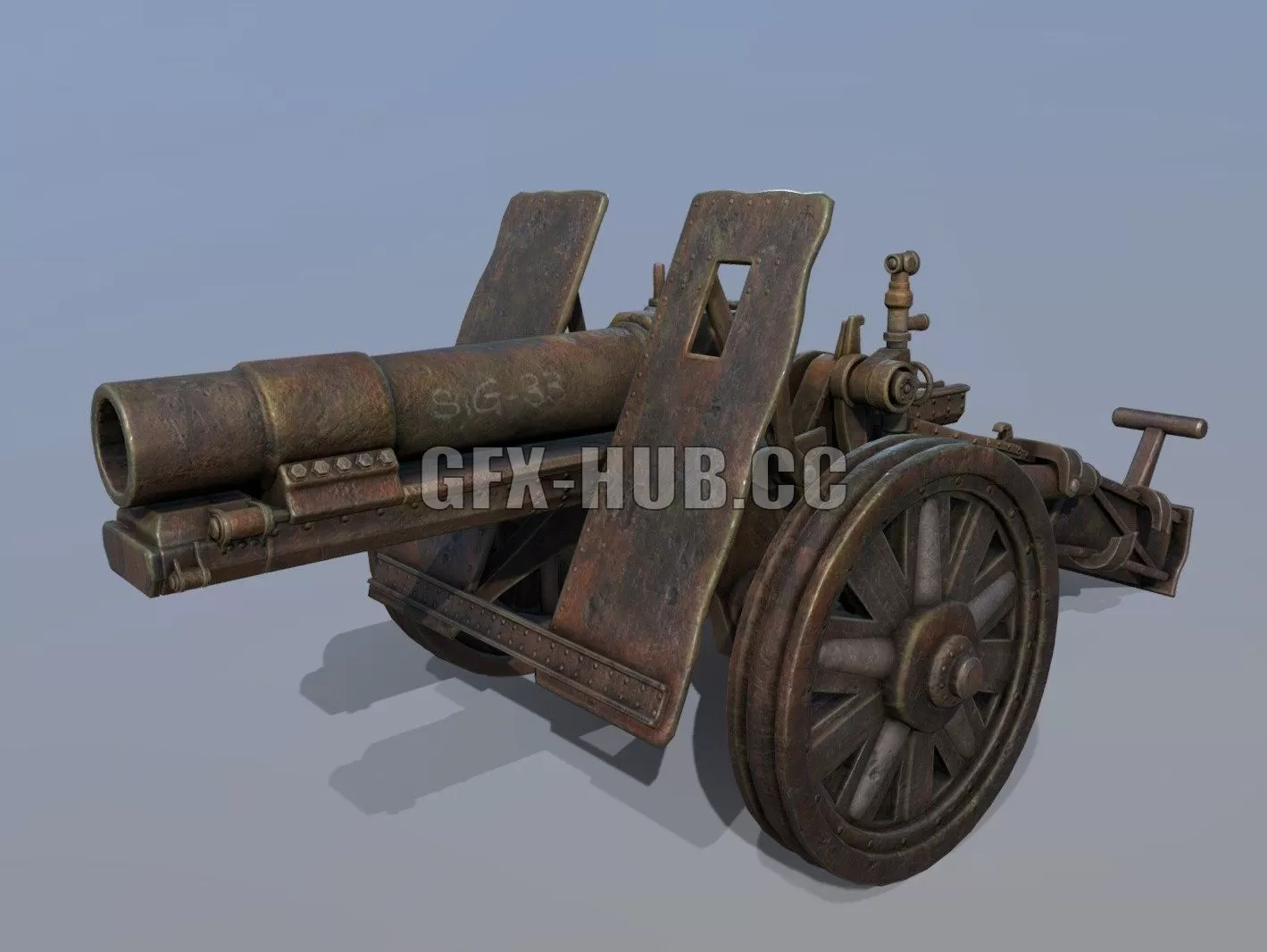 PBR Game 3D Model – German artillery 15cm SIG 33