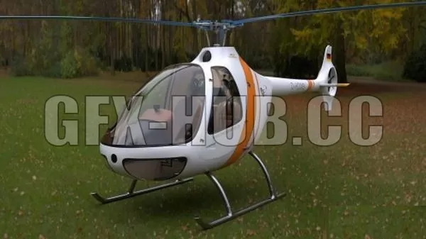 PBR Game 3D Model – German Helicopter Guimbal Cabri G-2(D-HDMB)