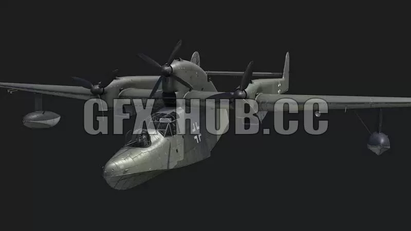 PBR Game 3D Model – German WW2 Airplane – BV138 C-1