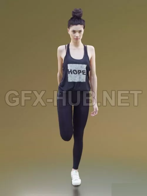 PBR Game 3D Model – Girl Stretching Scanned