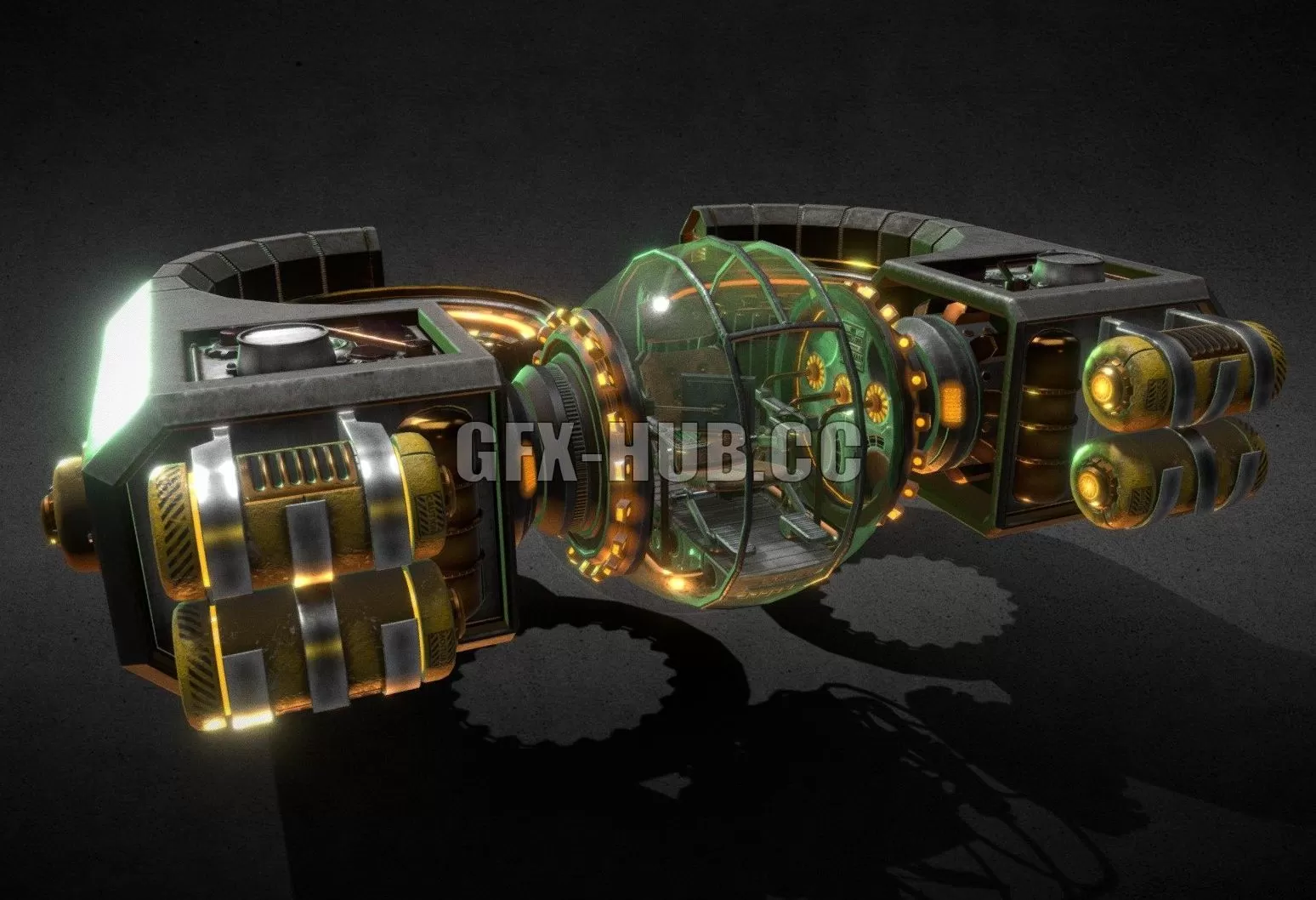PBR Game 3D Model – Glass bubble ship