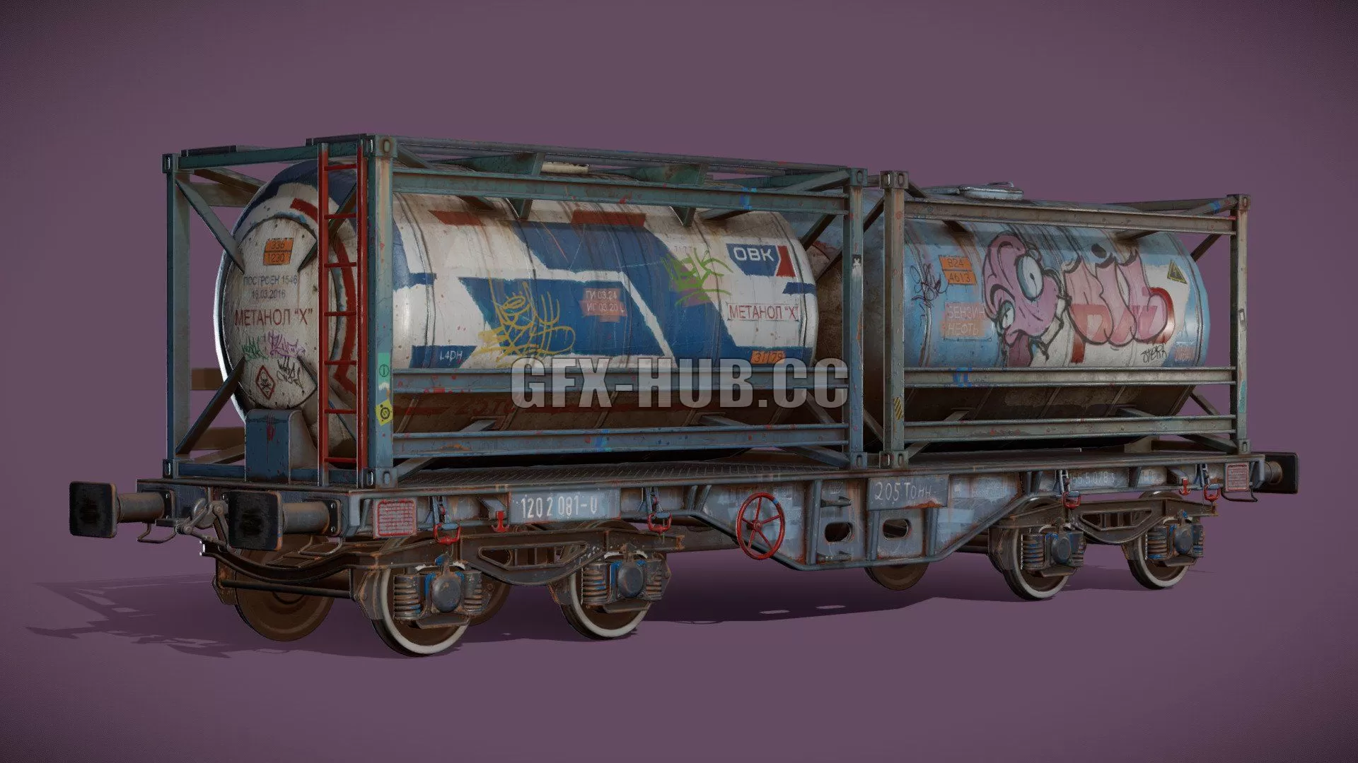 PBR Game 3D Model – Graffiti Railway Tank