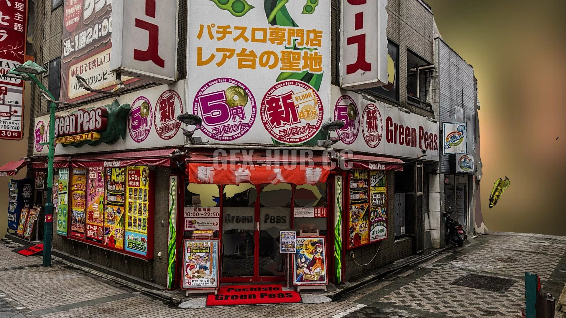 PBR Game 3D Model – Green Peas building