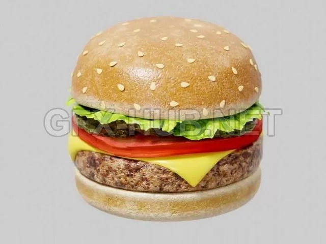 PBR Game 3D Model – Hamburger Prop