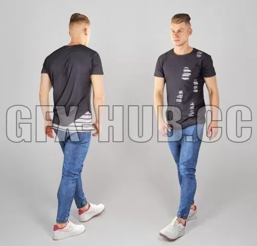 PBR Game 3D Model – Handsome young man walking 142