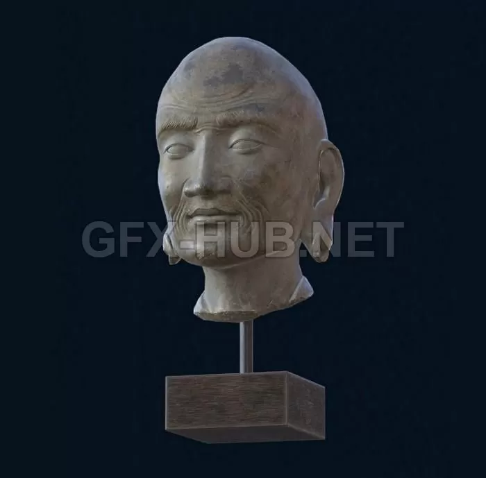PBR Game 3D Model – Head of Luohan