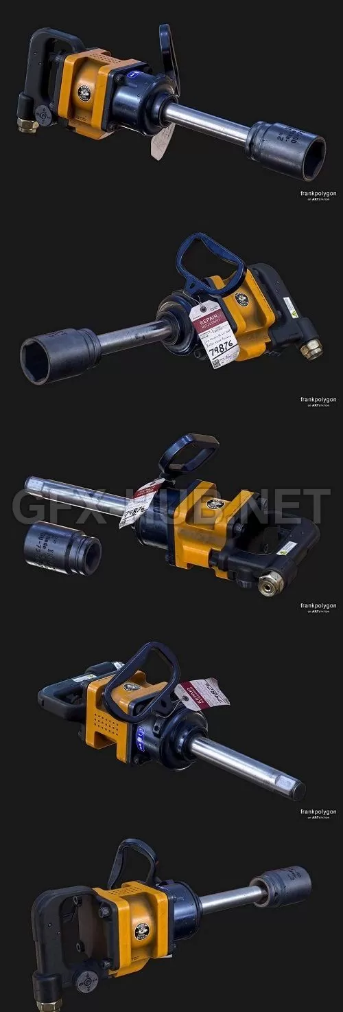 PBR Game 3D Model – Heavy duty air impact wrench (max, fbx, obj)