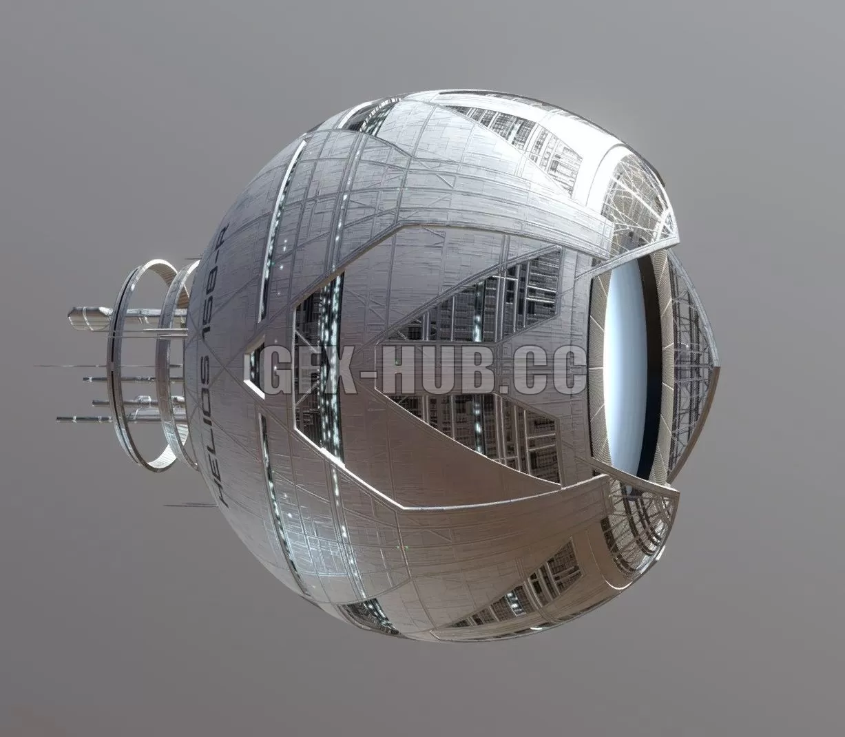 PBR Game 3D Model – Helios Spaceship Concept (from Syd Mead)