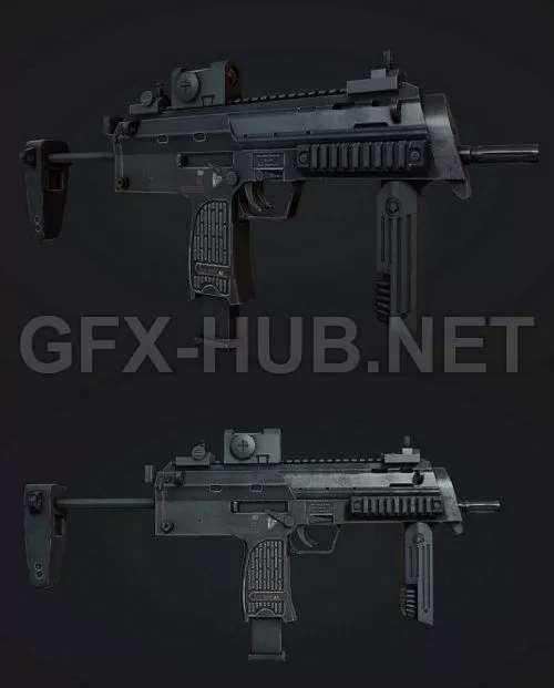 PBR Game 3D Model – HK MP7 PBR