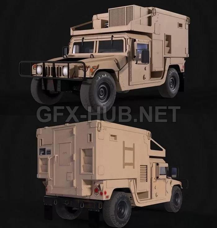 PBR Game 3D Model – HMMWV Shelter humvee