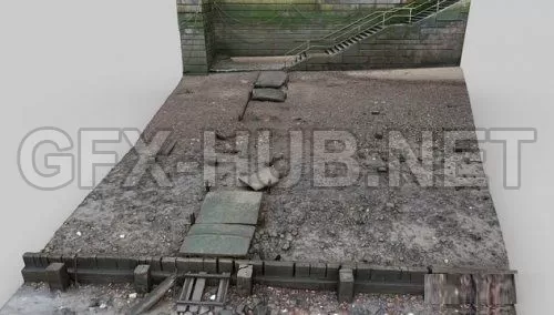 PBR Game 3D Model – House Stairs (obj, tex)