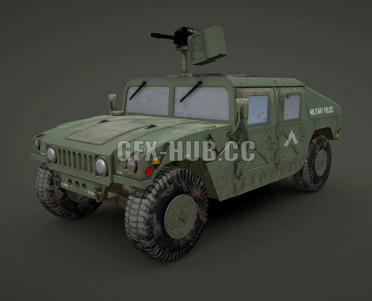 PBR Game 3D Model - Humvee military police gulf war - 3DSKY Decor Helper